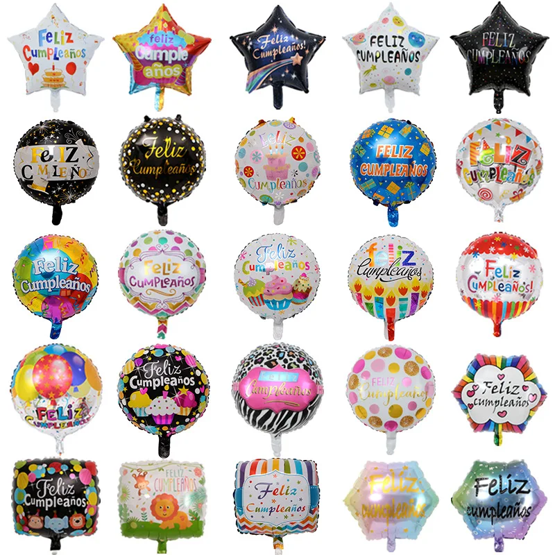 18 дюймов Feliz Cumpleanos испанские воздушные шары шестиугольные праздничные для