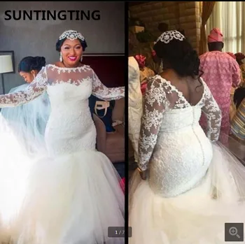 2020 new arrival Long Sleeves Lace Mermaid wedding dress beaded appliques with Sheer Neck Illusion sexy bridal gowns hot sale
2020 new arrival Long Sleeves Lace Mermaid wedding dress beaded appliques with Sheer Neck Illusion sexy bridal gowns hot sale