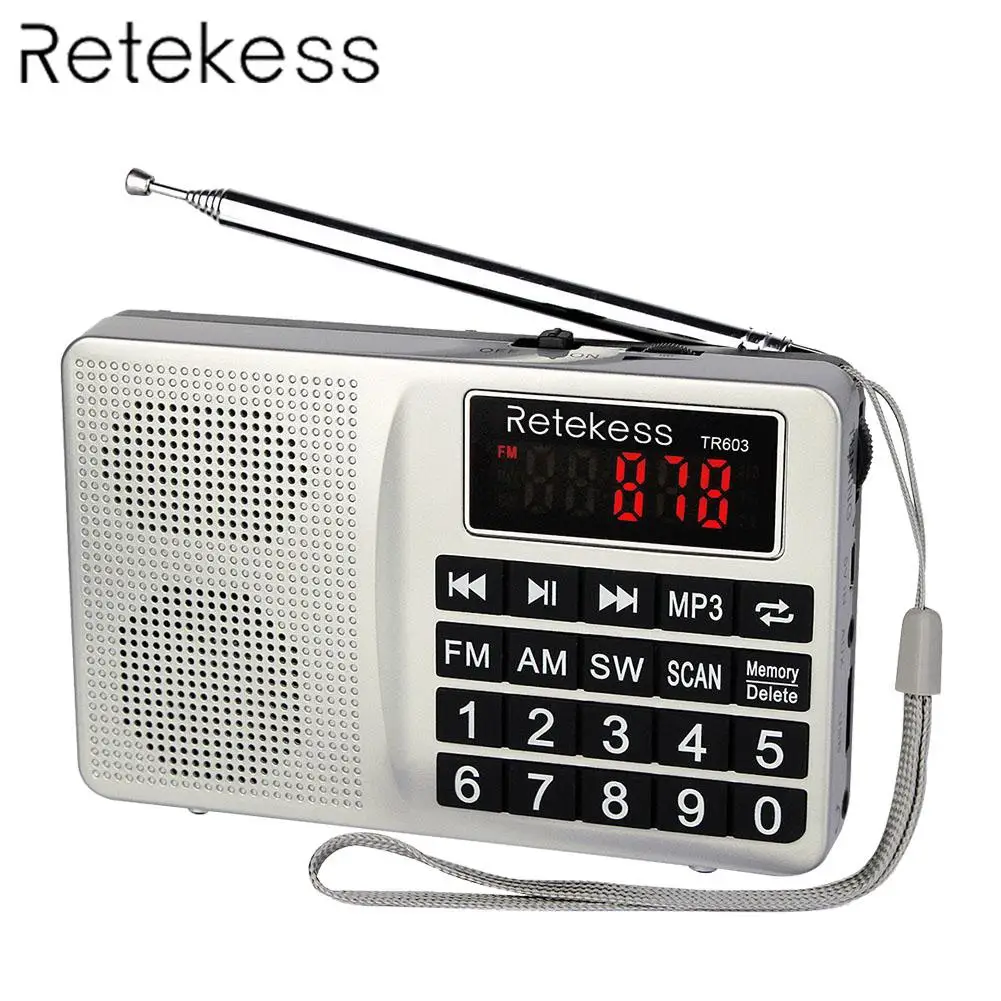 TR603 AM FM Radio Shortwave Transistor Digital Tuning Receiver MP3 Player Support TF Card with Rechargeable Li-Ion Battery
TR603 AM FM Radio Shortwave Transistor Digital Tuning Receiver MP3 Player Support TF Card with Rechargeable Li-Ion Battery