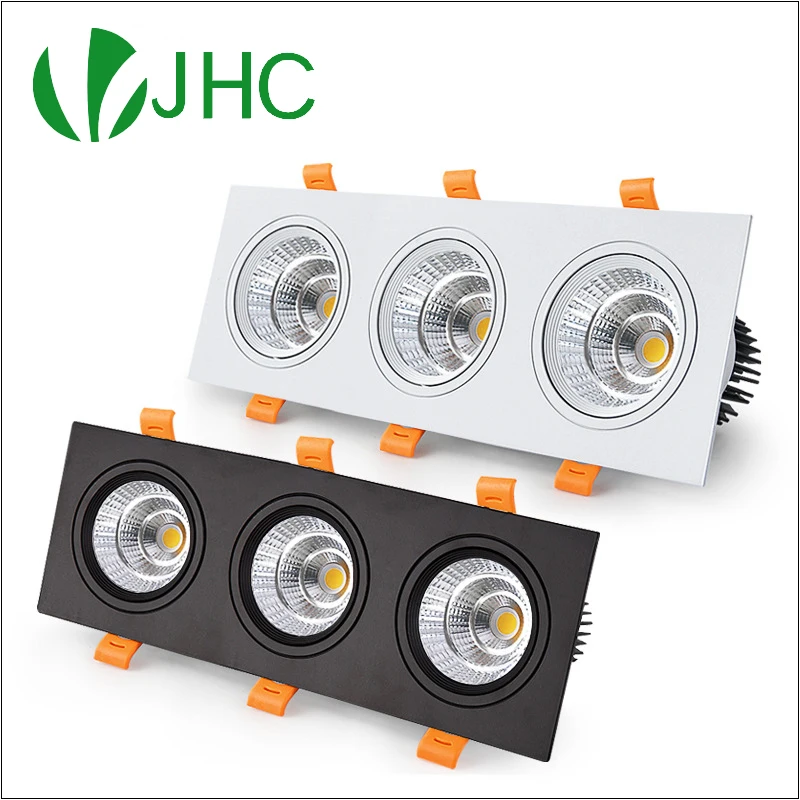 

Dimmable square embedded three-head COB LED downlight 7W 10W 15W LED ceiling light AC85~265V ceiling spotlight indoor lighting