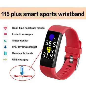 Upgraded 115Plus Smart Bracelet Measuring Body Temperature 24H monitor Heart Rate Fintess Tracker Smartwatch For Andorid IOS
Upgraded 115Plus Smart Bracelet Measuring Body Temperature 24H monitor Heart Rate Fintess Tracker Smartwatch For Andorid IOS