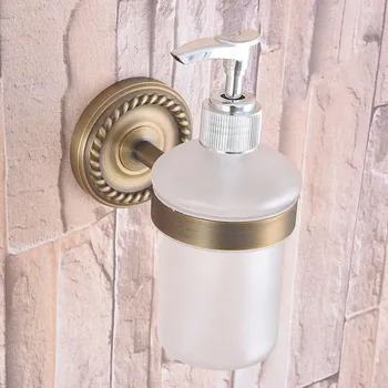 Luxury Gold Color Brass Base Accessories Wall Mounted Glass Soap Dispenser Kitchen Sink Bath Liquid Pump tba262