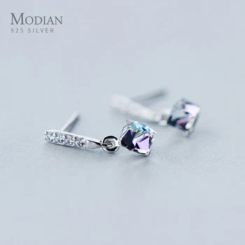 Modian New Arrive 100% 925 Sterling Silver Square Rainbow Crystal Drop Earrings For Women Dangle Ear Fashion Silver Jewelry
Modian New Arrive 100% 925 Sterling Silver Square Rainbow Crystal Drop Earrings For Women Dangle Ear Fashion Silver Jewelry