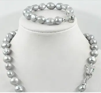 GENUINE S925 ZIRCON LEOPARD 11-12MM SOUTH SEA GRAY BAROQUE PEARL NECKLACE BRACELET SET FOR WOMEN JEWELRY
GENUINE S925 ZIRCON LEOPARD 11-12MM SOUTH SEA GRAY BAROQUE PEARL NECKLACE BRACELET SET FOR WOMEN JEWELRY