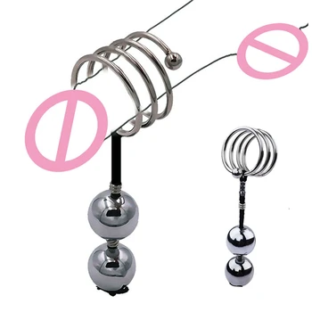 Chastity Device Cock Cage Training For Men Delay Ejaculation Penis Ring Metal Balls Scrotum Stretcher Bondage Restraint BDSM