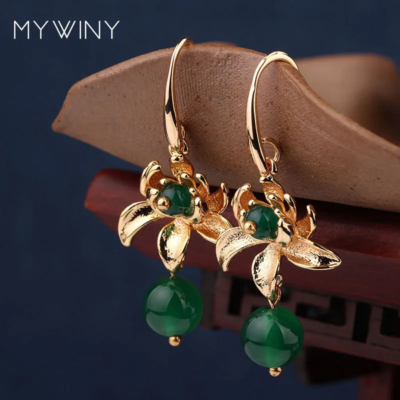MYWINY новые серьги с цветами ювелирные изделия натуральные камни Модные Винтажные