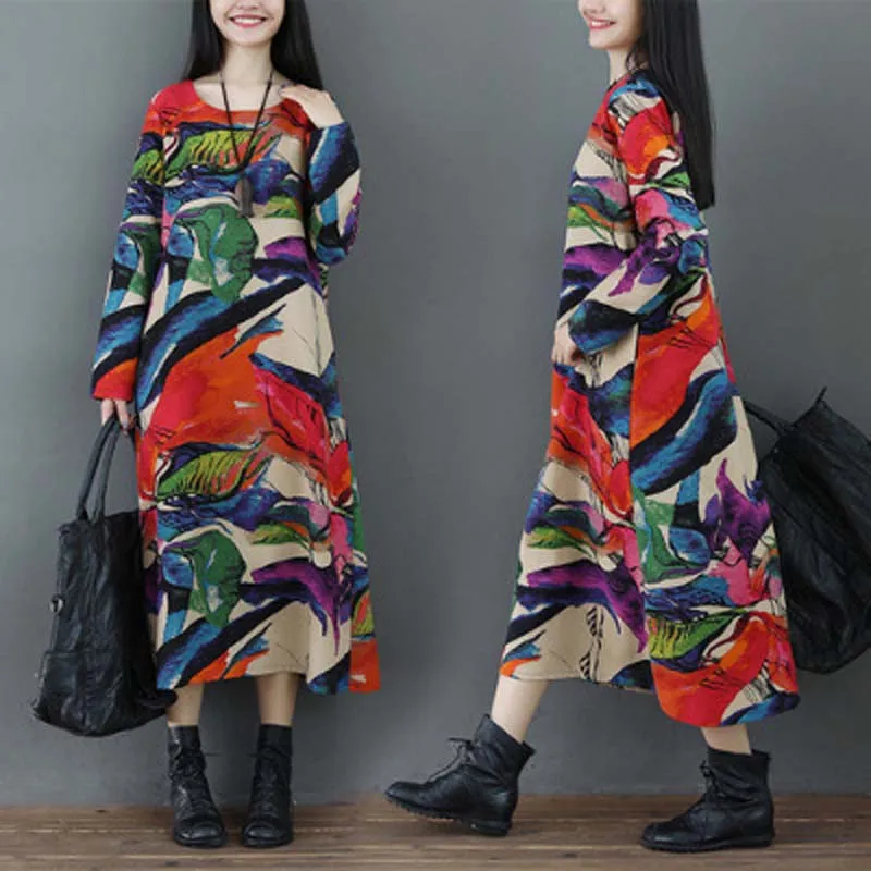 Spring Autumn Boho Ethnic Style Women Dress Small Fresh Long Sleeve Loose Slim Dresses Cotton Linen Plus Size Female Vestidos
Spring Autumn Boho Ethnic Style Women Dress Small Fresh Long Sleeve Loose Slim Dresses Cotton Linen Plus Size Female Vestidos
