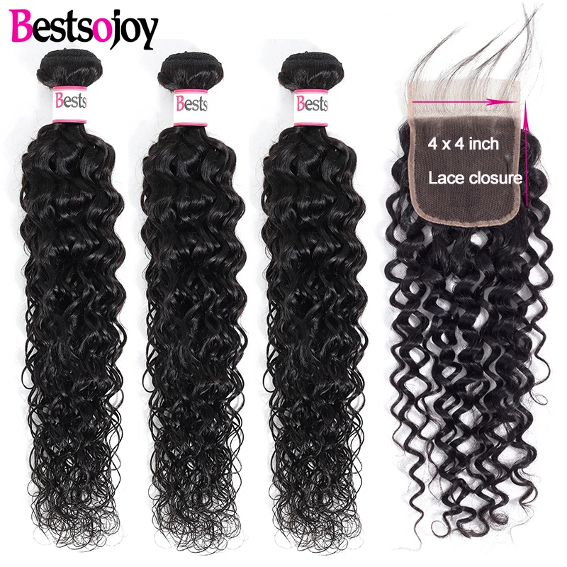 Bestsojoy Water Wave Remy Human Hair 3 Bundles With Closure Brazilian Hair Weave Bundles With Closure Hair Extension Curly 
Bestsojoy Water Wave Remy Human Hair 3 Bundles With Closure Brazilian Hair Weave Bundles With Closure Hair Extension Curly