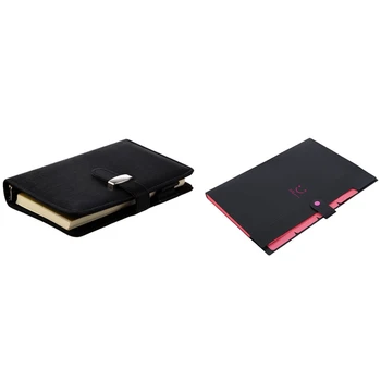 Pocket Organiser Planner Leather Notebook Black with Plastic Expanding File Folders Accordion Document Organizer
Pocket Organiser Planner Leather Notebook Black with Plastic Expanding File Folders Accordion Document Organizer