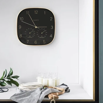 Wall Clock Home Creative Metal Case Clock Black European Style Wall Clock With Thermometer Hygrometer Home Decor
Wall Clock Home Creative Metal Case Clock Black European Style Wall Clock With Thermometer Hygrometer Home Decor