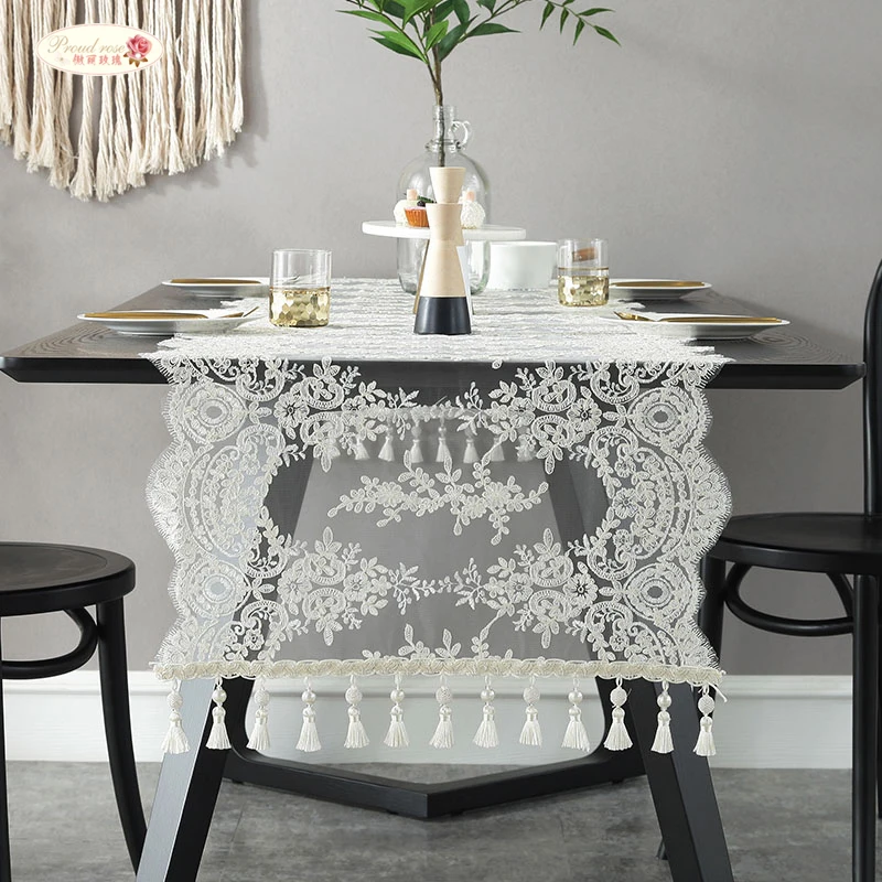 Proud Rose White Table Flag European Lace Table Runner with Pendant TV Cabinet Cover Cloth Tablecloth Wedding Decoration
Proud Rose White Table Flag European Lace Table Runner with Pendant TV Cabinet Cover Cloth Tablecloth Wedding Decoration