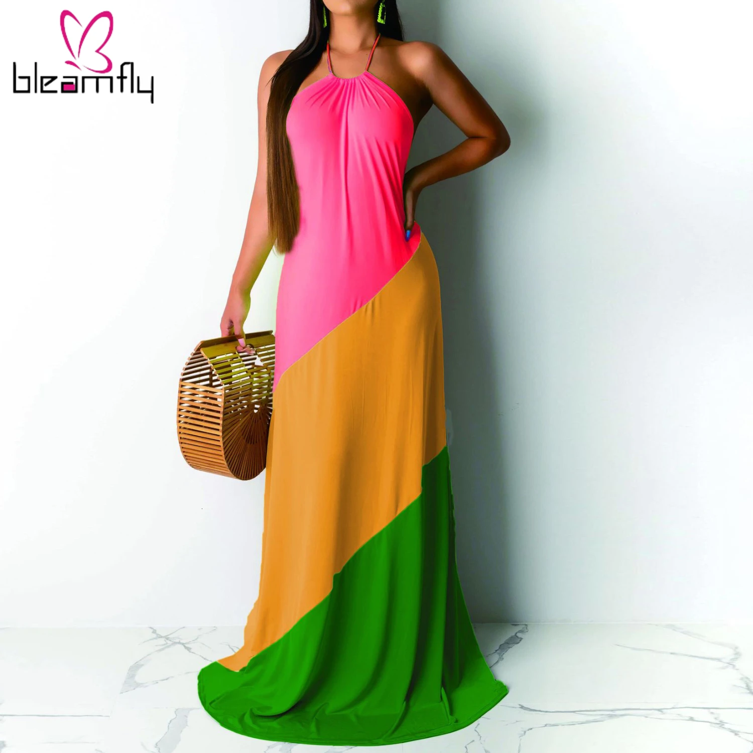 Colorful Patchwork Women Maxi Dress Summer Boho Sundress Beach Holiday Vestidos Halter Lace Up Sleeveless Backless Long Dresses
Colorful Patchwork Women Maxi Dress Summer Boho Sundress Beach Holiday Vestidos Halter Lace Up Sleeveless Backless Long Dresses