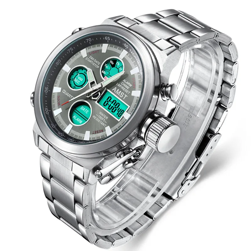 AMST Amy-Time Watch Quartz Watch Multi-function Watch Dual Display Waterproof Men Army Style Watch 3003G
AMST Amy-Time Watch Quartz Watch Multi-function Watch Dual Display Waterproof Men Army Style Watch 3003G