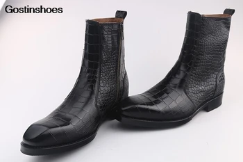 Mens Shoes Calfskin Sole Customize Sapato Masculino Crocodile Pattern Business Handmade Worker Leather Black Pointed Toe Ankle
Mens Shoes Calfskin Sole Customize Sapato Masculino Crocodile Pattern Business Handmade Worker Leather Black Pointed Toe Ankle