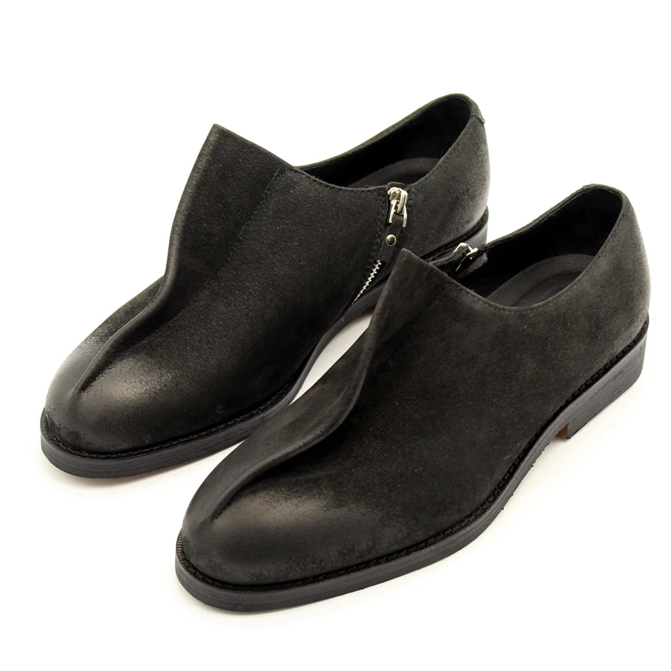 

New Style Winter Fashion men shoes Oxford Pointed toes High Top Nubuck leather Shoes for me handmade Black Loafers