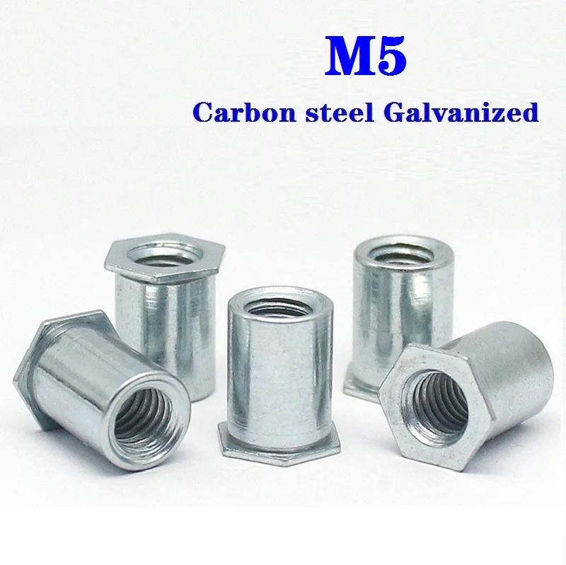 100 шт. M5 * 5/6/7/8/9/10/11/12/13/14/15/16/18/20/25/30 сквозное отверстие заклепочная Шпилька гайка