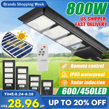 IP65 200W/400W/600W/800W LED Solar Lamp Wall Street Light Super Bright Radar PIR Motion Sensor Security Lamp for Outdoor Garden
IP65 200W/400W/600W/800W LED Solar Lamp Wall Street Light Super Bright Radar PIR Motion Sensor Security Lamp for Outdoor Garden