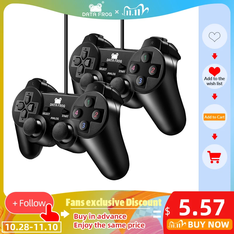 Data Frog Wired Game Controller Gaming Joypad Joystick USB Gamepad For PC Laptop Vibration Gamepads For Window 7&10
Data Frog Wired Game Controller Gaming Joypad Joystick USB Gamepad For PC Laptop Vibration Gamepads For Window 7&10