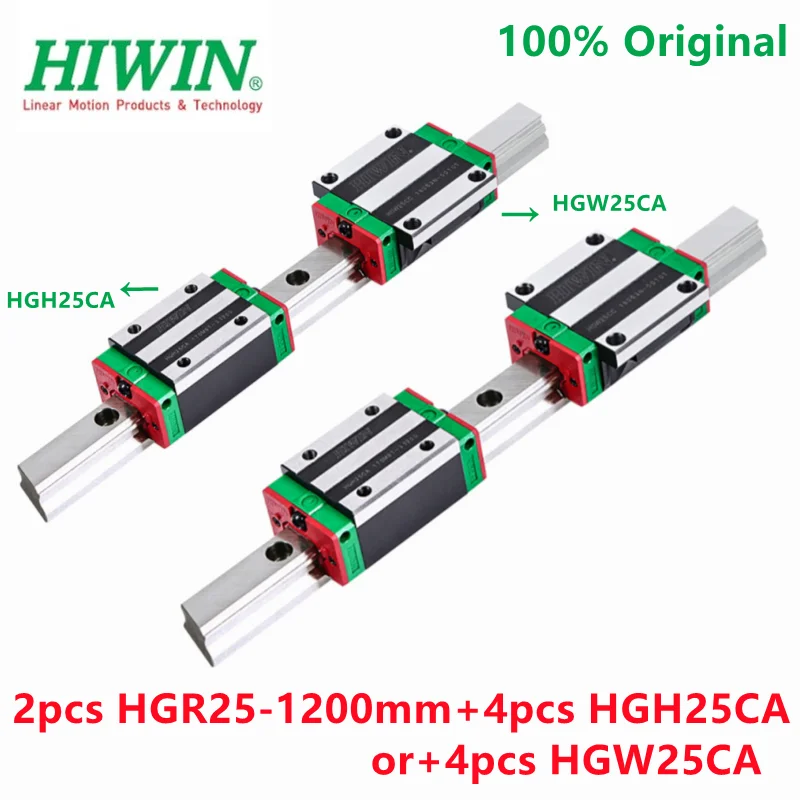 

100% Original HIWIN 2pcs linear guide rail HGR25 -1200mm + 4pcs HIWIN HGH25CA Or + 4pcs HGW25CA linear blocks HGH25 HGW25