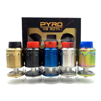 Pyro V3 RDTA Tank 24mm Atomizer 2ml Advanced Airflow Intake System Deck with Clapton Coil Vape Tank 510 Mech Box Mod