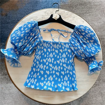 Crop Top Women Summer Blouse New Lantern Puff Sleeve Daisy Printed Short Chiffon Shirt Girls Ladies Blouses Tops Blusa -
Crop Top Women Summer Blouse New Lantern Puff Sleeve Daisy Printed Short Chiffon Shirt Girls Ladies Blouses Tops Blusa -