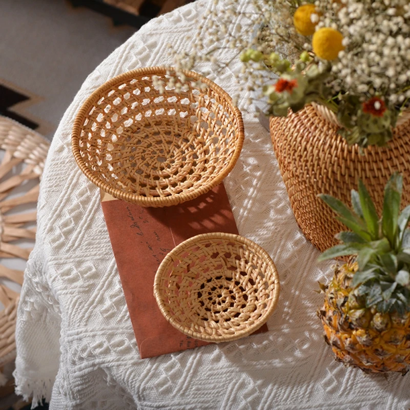 1 шт. плетеная вручную круглая корзина для хранения хлеба | Дом и сад
