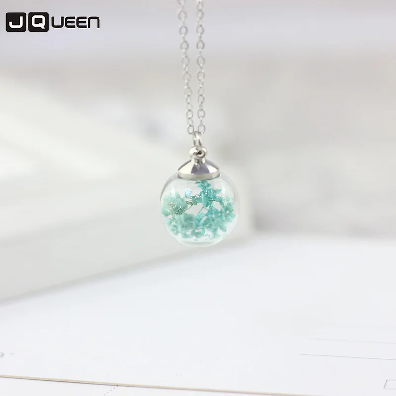 JQUEEN растительное ожерелье со стеклянным шариком вишневого цвета Одуванчик