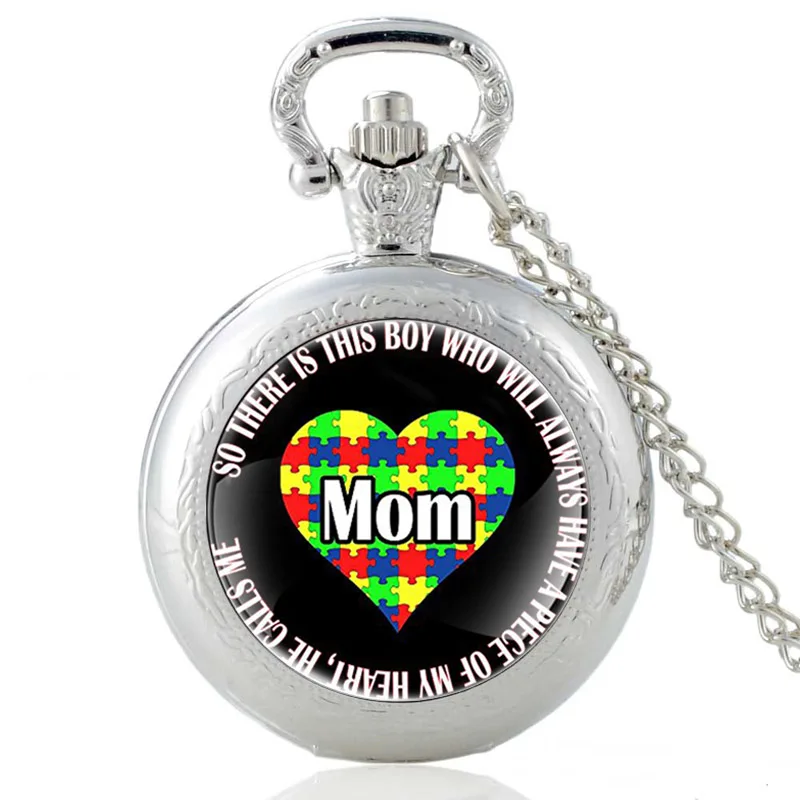 Silver Fashion Mother MOM Design Glass Cabochon Quartz Pocket Watch Vintage Women Pendant Necklace Chain Clock
Silver Fashion Mother MOM Design Glass Cabochon Quartz Pocket Watch Vintage Women Pendant Necklace Chain Clock