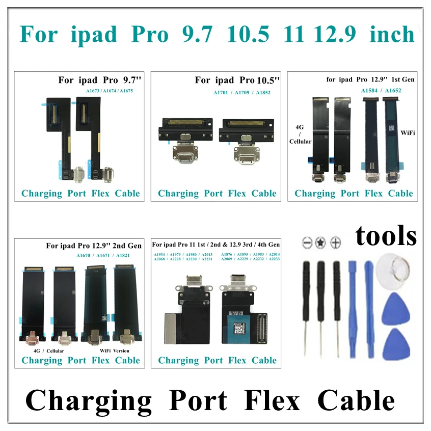 

1Pcs New USB Charger Charging Dock Port Connector Flex Cable Replacement For Ipad Pro 9.7 10.5 11 12.9 Inch 1st 2nd 3rd 4th Gen