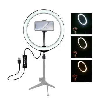 USB Ring Lamp 10 Inch 3200K-6500K Dimmable LED Video Ring Light with Phone Clip for Selfie Vlog Youtube Live Streaming 
USB Ring Lamp 10 Inch 3200K-6500K Dimmable LED Video Ring Light with Phone Clip for Selfie Vlog Youtube Live Streaming