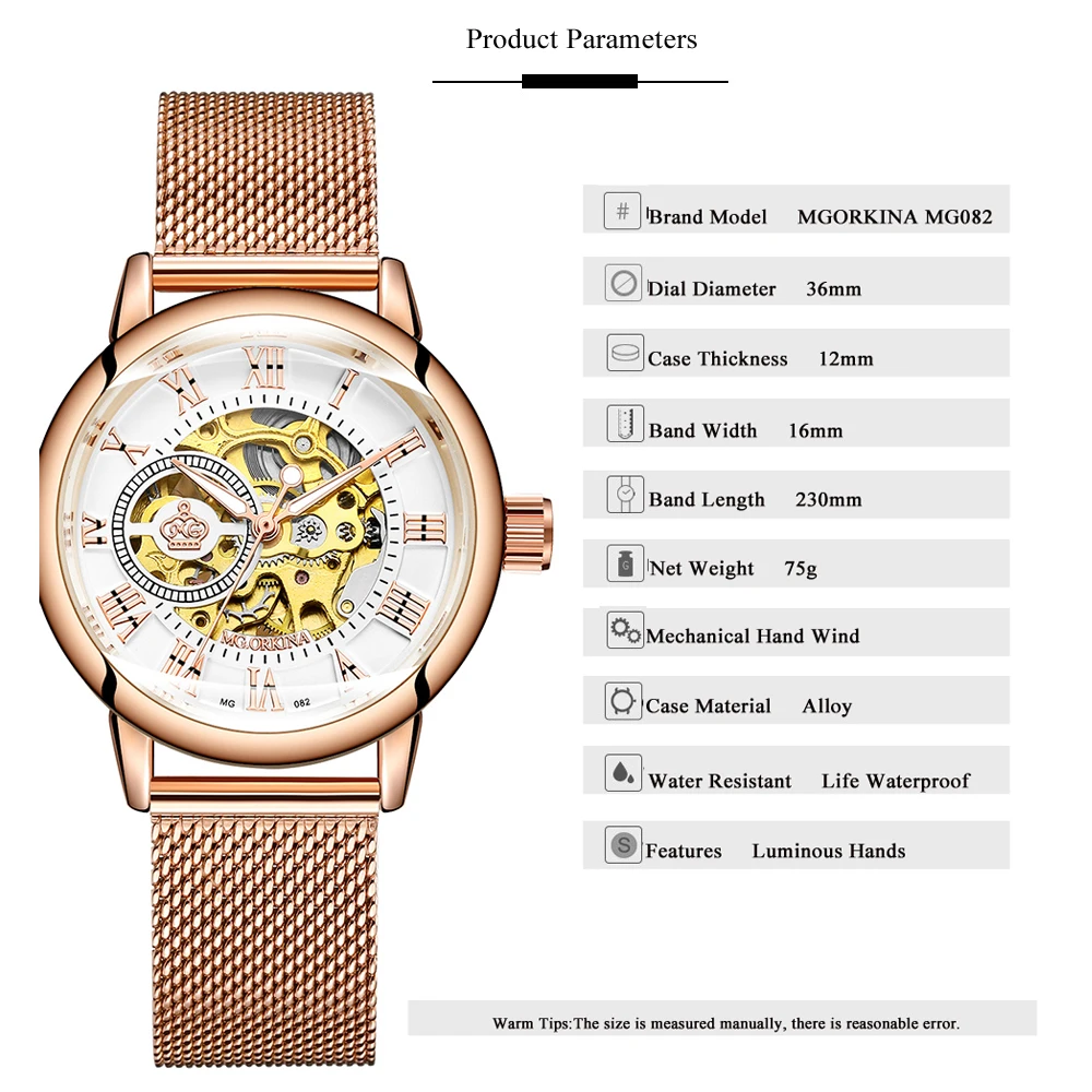Montre Femme 2020 топ бренд ORKINA Роскошные модные механические часы цвета розового золота