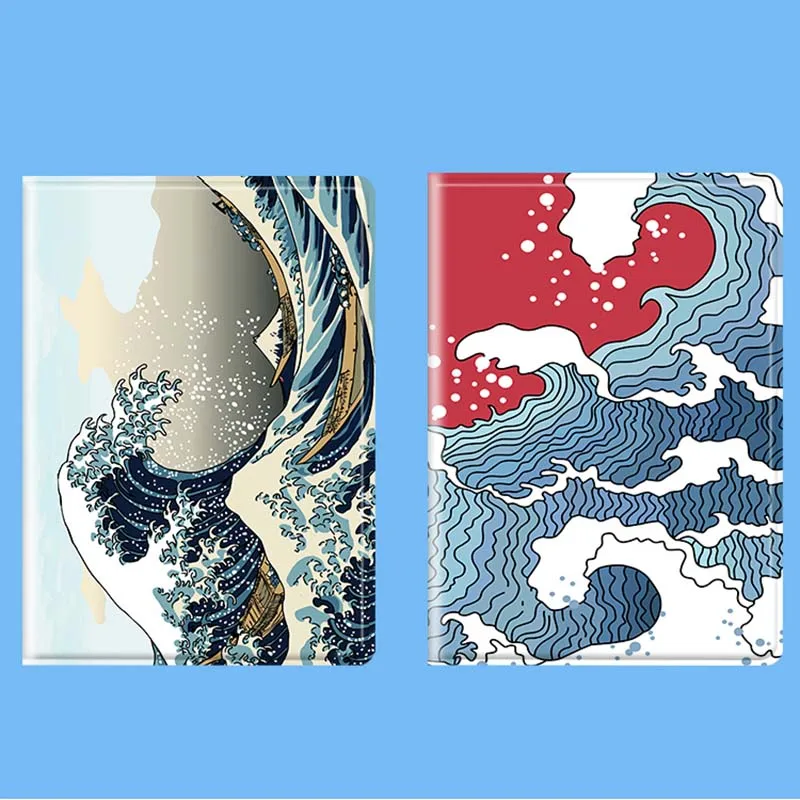 Фото For Apple iPad Air 1 2 Cases Leather Smart Flip Stand Shockproof Case for mini 3 4 5 Cover The Big Wave of kanagawa | Компьютеры и