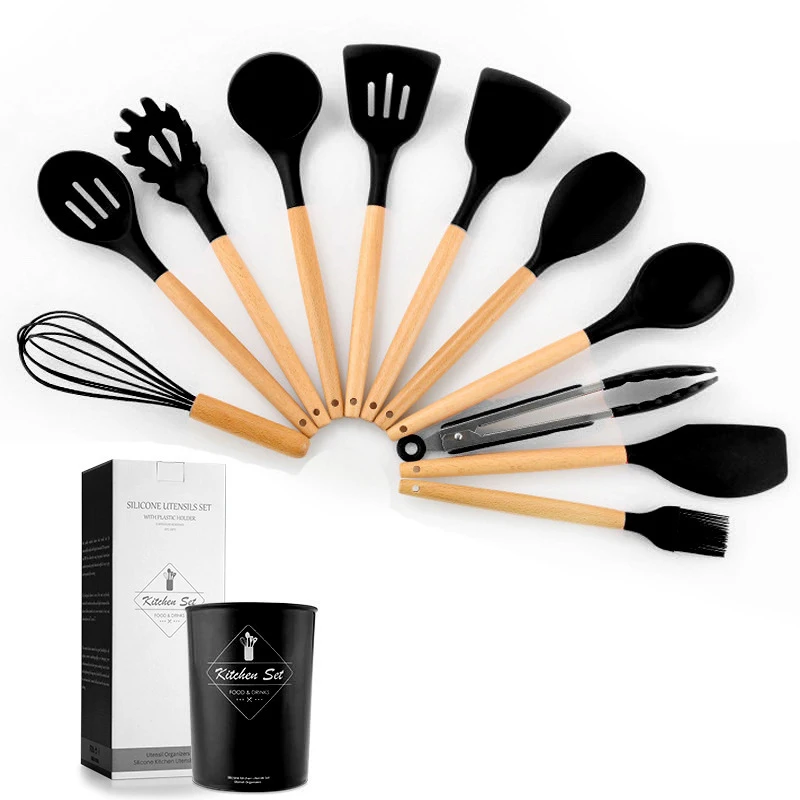Silicone Non-Stick Kitchen Utensil Set BBQ Tools Household Wooden Handle Turner Cooking Various Kitchenware
Silicone Non-Stick Kitchen Utensil Set BBQ Tools Household Wooden Handle Turner Cooking Various Kitchenware