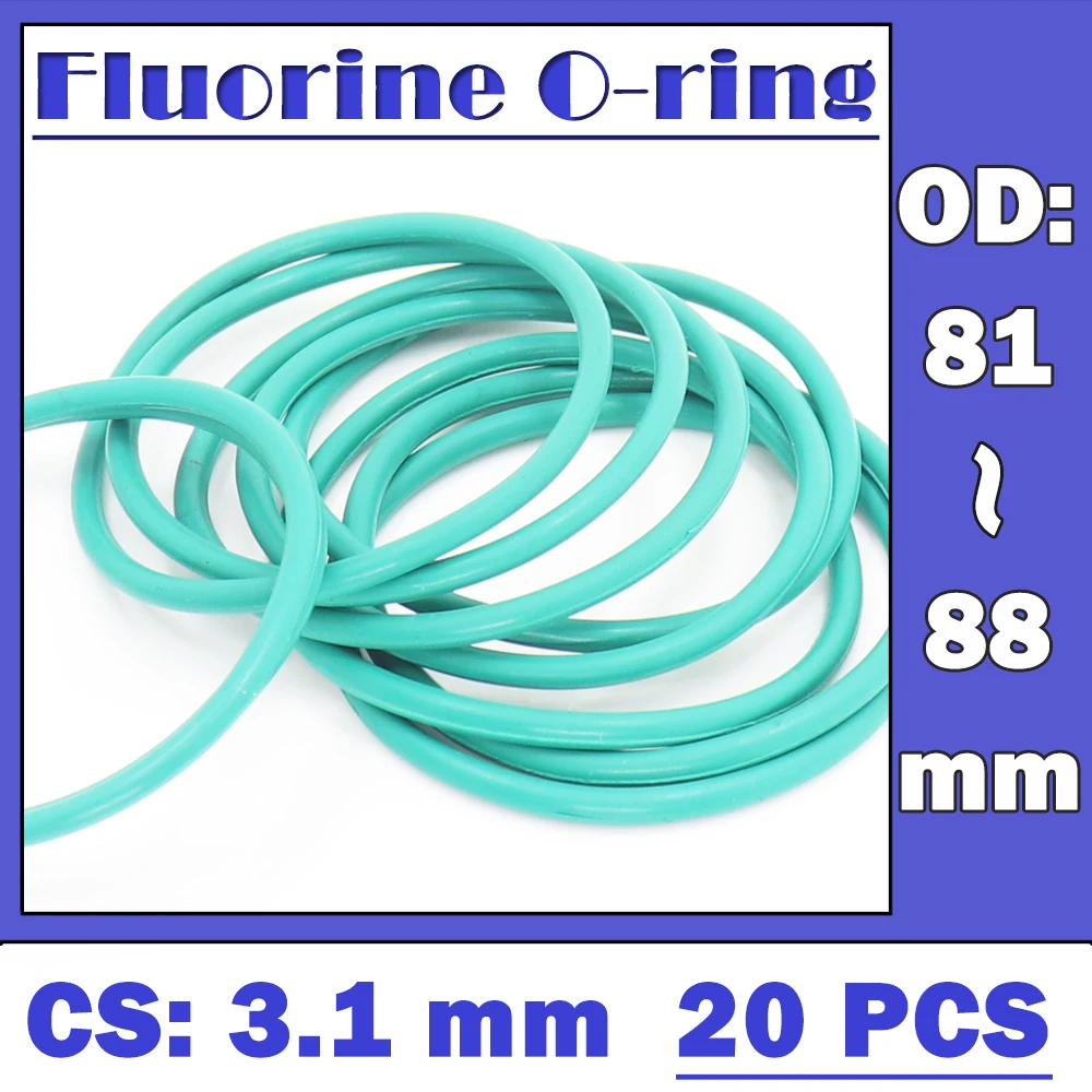 CS3.1mm FKM Rubber O RING OD 81/82/83/84/85/86/87/88*3.1 mm 20PCS O-Ring Fluorine Gasket Oil seal Green ORing
CS3.1mm FKM Rubber O RING OD 81/82/83/84/85/86/87/88*3.1 mm 20PCS O-Ring Fluorine Gasket Oil seal Green ORing