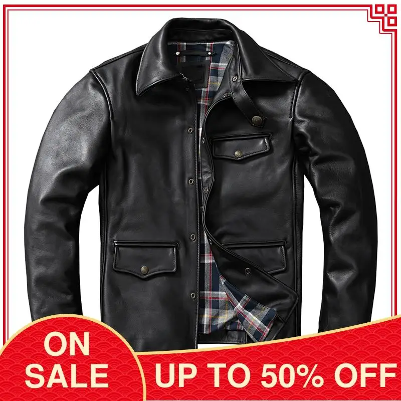 2020 Black Smart Casual Style Genuine Leather Jacket Men Single Breasted Plus Size 4XL Real Horsehide Autumn Natural Coat
2020 Black Smart Casual Style Genuine Leather Jacket Men Single Breasted Plus Size 4XL Real Horsehide Autumn Natural Coat