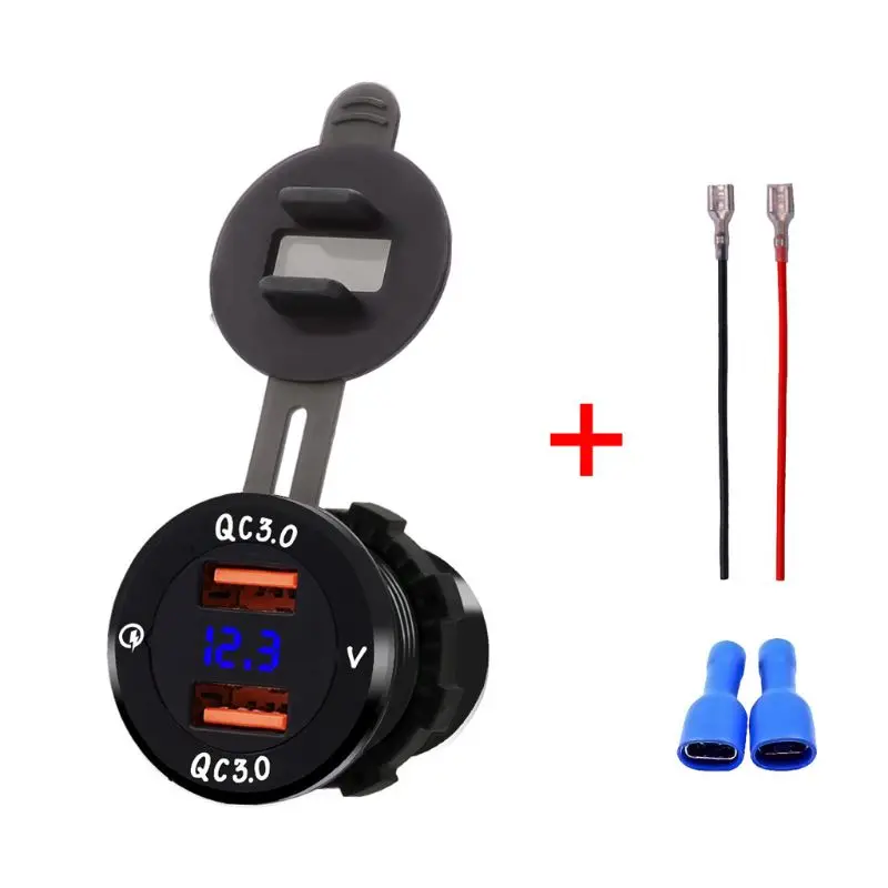 12V/24V Aluminum Waterproof Dual QC3.0 USB Fast Charger Socket Power Outlet Adapter With LED Voltmeter for Car Marine Boat Motor
12V/24V Aluminum Waterproof Dual QC3.0 USB Fast Charger Socket Power Outlet Adapter With LED Voltmeter for Car Marine Boat Motor