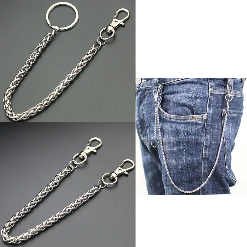

Collar de moda de acero inoxidable de Metal largo cartera cadena Correa pantalón Jean llavero anillo Clip de joyería de Hip Hop para hombre