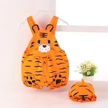 

2021 Summer Infant Jumpsuit Newborn Baby Boy Girl Clothes Animal Molding Tiger Watermelon Rompers+Hat Costumes 2Pcs Outfits Sets