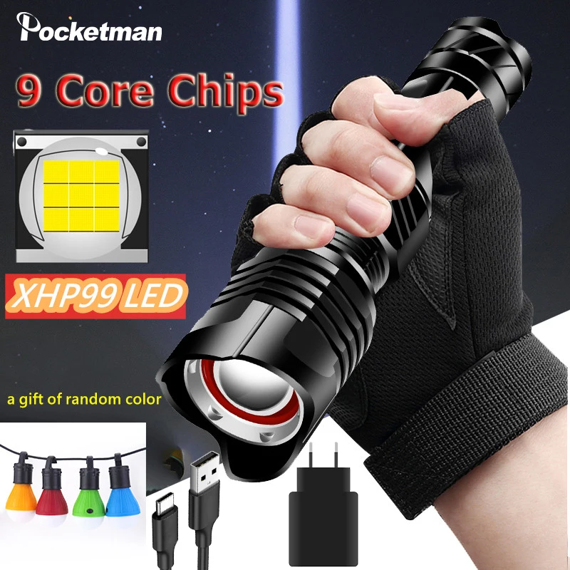 900000lm XHP99 Super Powerful Led Flashlight Torch USB Rechargeable L2 Tactical Flashlights 26650 XHP50 Hand Lamp for Camping
900000lm XHP99 Super Powerful Led Flashlight Torch USB Rechargeable L2 Tactical Flashlights 26650 XHP50 Hand Lamp for Camping