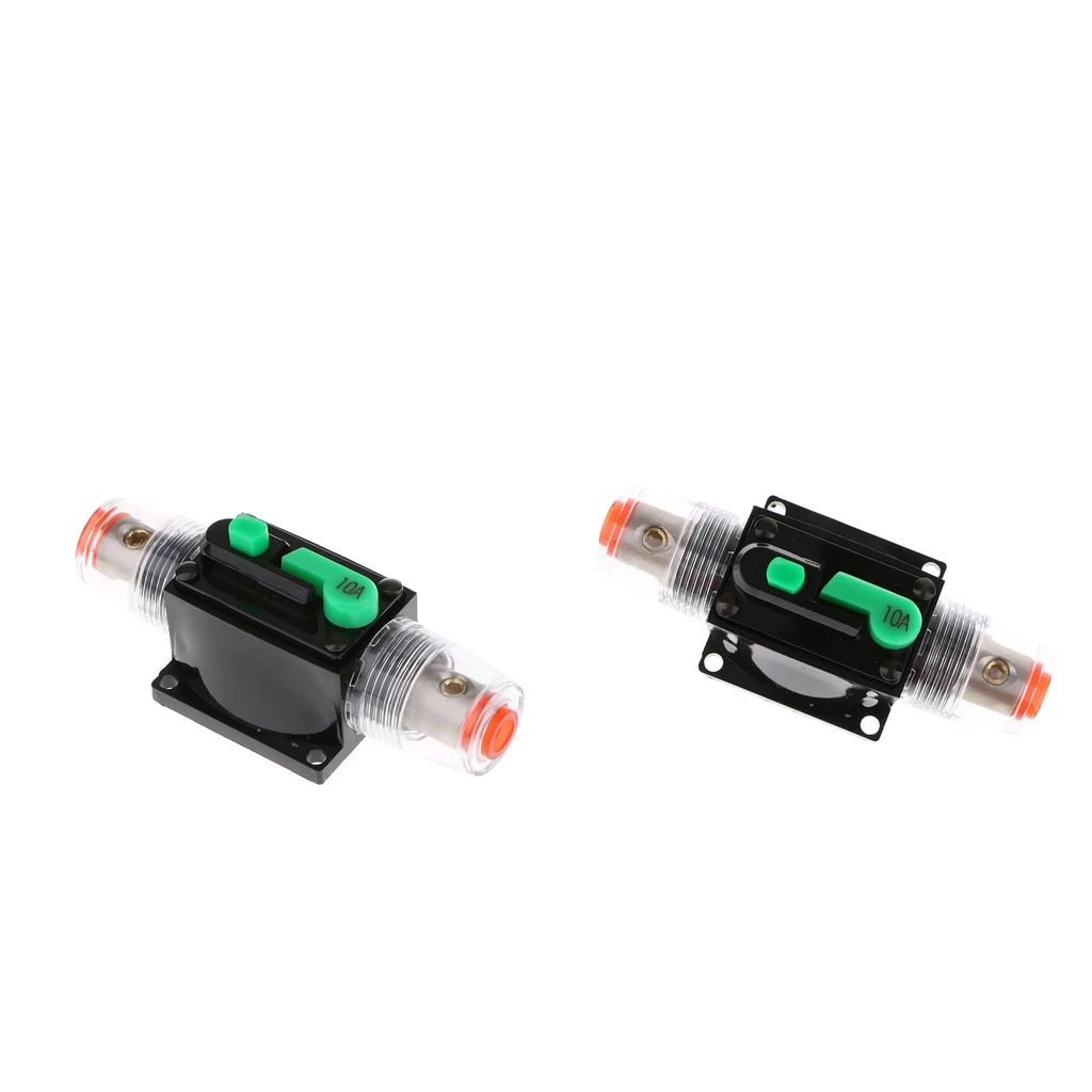 10AMP Push Button/Manual Reset Circuit Breaker Inline for Car Stereo Audio System 12V/24V/32V DC - Pack of 2
10AMP Push Button/Manual Reset Circuit Breaker Inline for Car Stereo Audio System 12V/24V/32V DC - Pack of 2
