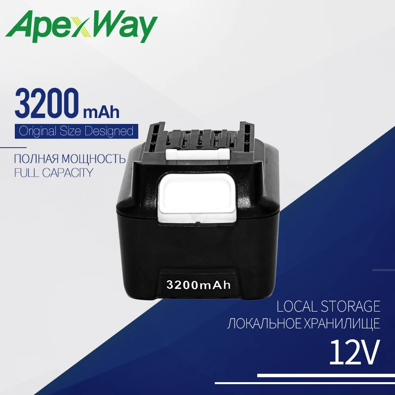 Apexway 12V 3200mAh Lithium Rechargeable Battery for Makita BL1021B BL1041B BL1015B BL1020B BL1040B 197402 Power Tools
Apexway 12V 3200mAh Lithium Rechargeable Battery for Makita BL1021B BL1041B BL1015B BL1020B BL1040B 197402 Power Tools