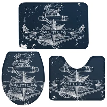 3 Pieces Bathroom Set Nautical Anchor Deep Blue Bath Set Toilet Cover Mat Pedestal Rug Non-Slip Bathroom Rug Set
3 Pieces Bathroom Set Nautical Anchor Deep Blue Bath Set Toilet Cover Mat Pedestal Rug Non-Slip Bathroom Rug Set
