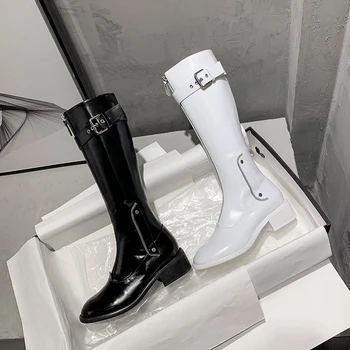 Designer Brand Luxury Women Shoes 2020 Low Heel Long Boots Women White Black Motorcycle Boots Fashion Zapatos De Mujer
Designer Brand Luxury Women Shoes 2020 Low Heel Long Boots Women White Black Motorcycle Boots Fashion Zapatos De Mujer