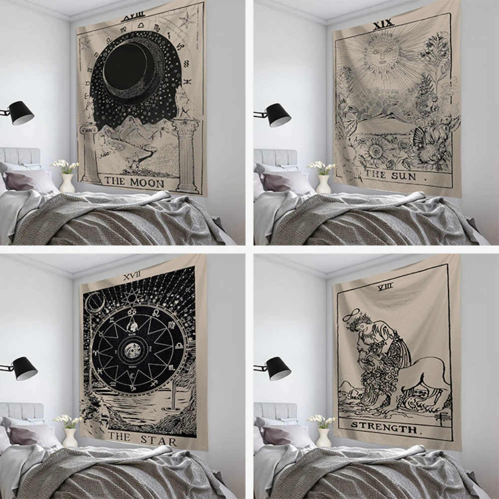 

India Mandala Tapestry Wall Hanging Sun Moon Tarot Wall Carpet Psychedelic Tapiz Witchcraft Wall Cloth Tapestries Drop Shipping