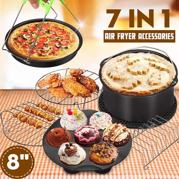 7-in-1 Air Fryer Accessories Set 8'' Silicone Air Fryer Cake Barrel Pizza Pan Home Grill Cooking Tools For 5.2~5.8QT Air Fryer
7-in-1 Air Fryer Accessories Set 8'' Silicone Air Fryer Cake Barrel Pizza Pan Home Grill Cooking Tools For 5.2~5.8QT Air Fryer