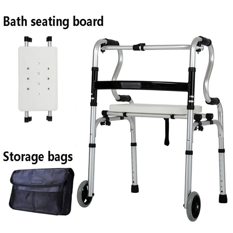 Foldable Elderly Walker Height Adjustable with Removable Wheels & Bath Seat Bathroom Chair Trolley for Patients and Disabled
Foldable Elderly Walker Height Adjustable with Removable Wheels & Bath Seat Bathroom Chair Trolley for Patients and Disabled