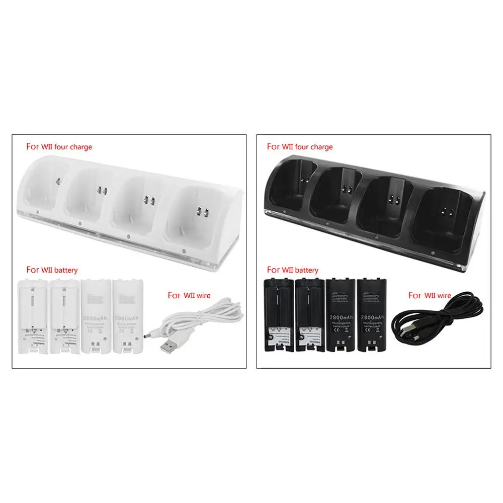 4Port Smart Charger Charging Dock Station with Rechargeable Batteries USB Data Cable for WII Game Console Accessories
4Port Smart Charger Charging Dock Station with Rechargeable Batteries USB Data Cable for WII Game Console Accessories