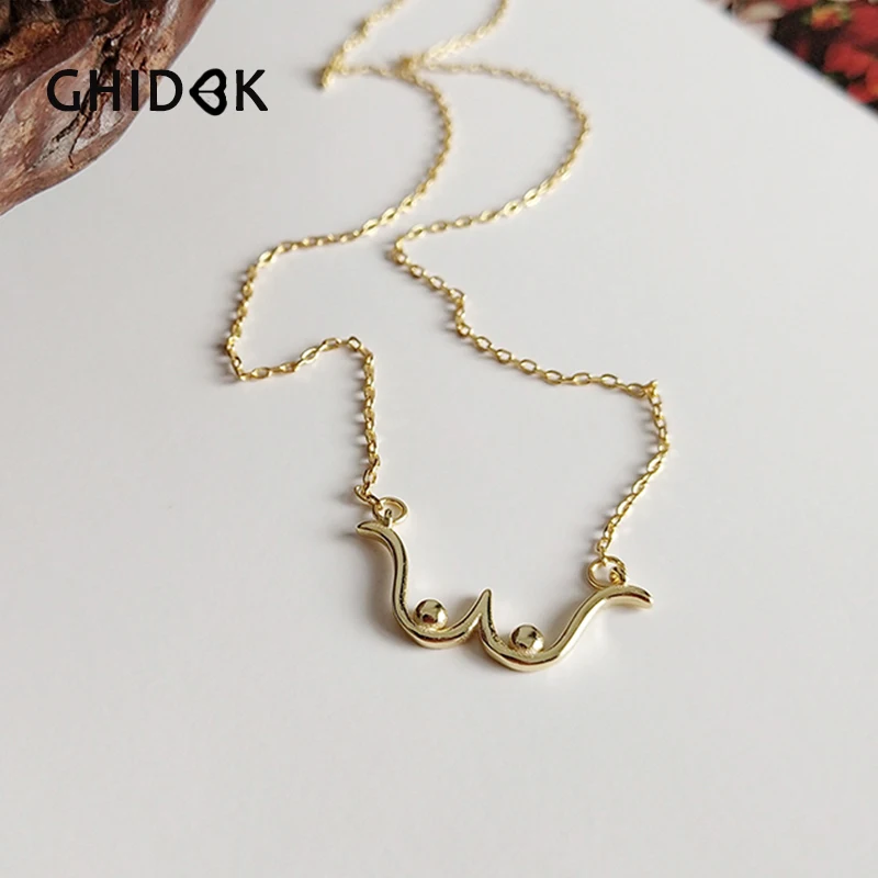 GHIDBK 925 пробы серебро W формы ожерелье вокруг шеи для Для женщин изысканное