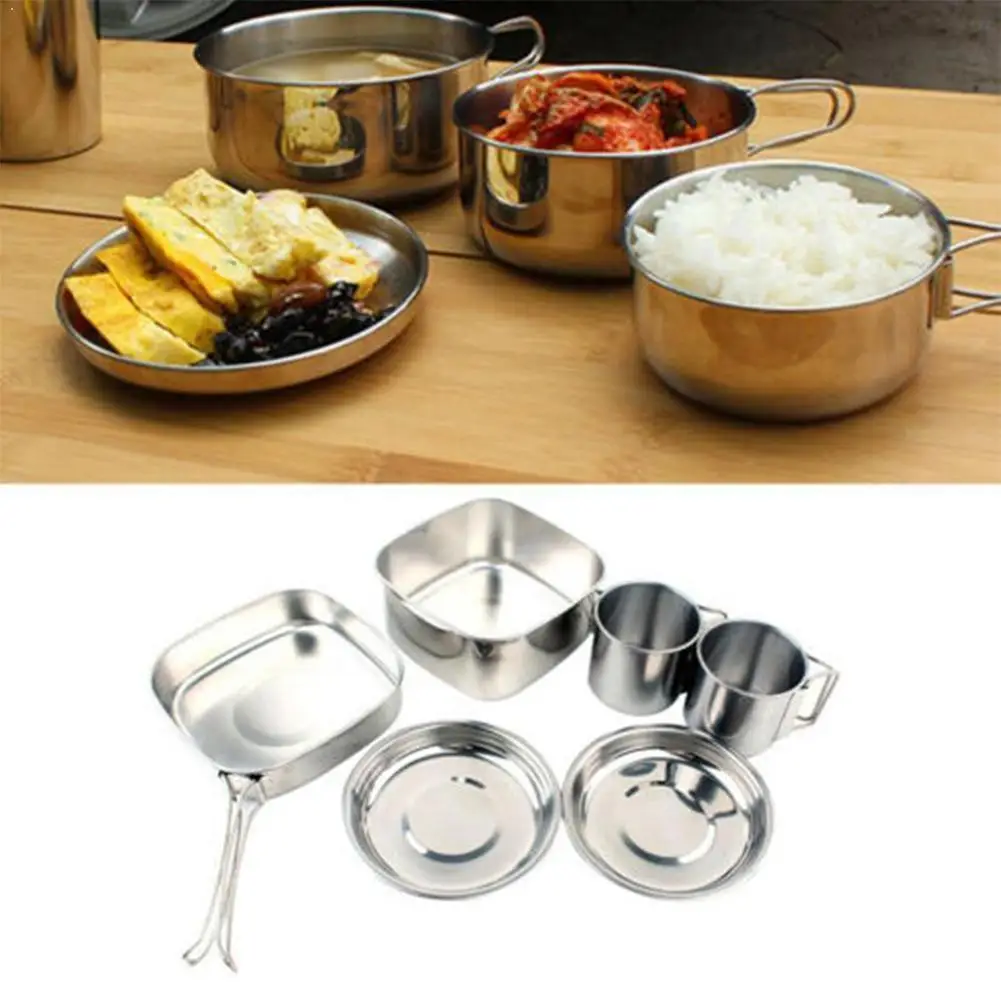 6pcs Camping Pot Kit Stainless Steel Camping Cookware Kit Cooking Camping Tableware Pan Tourist Outdoor Set Camping Pot D0W9
6pcs Camping Pot Kit Stainless Steel Camping Cookware Kit Cooking Camping Tableware Pan Tourist Outdoor Set Camping Pot D0W9