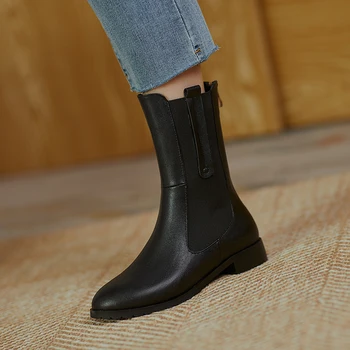 2021 New Arrival Women Ankle Boots Genuine Leather Elastic Band Thick low Heels ladies boots Officr Lady Working Shoes Woman
2021 New Arrival Women Ankle Boots Genuine Leather Elastic Band Thick low Heels ladies boots Officr Lady Working Shoes Woman